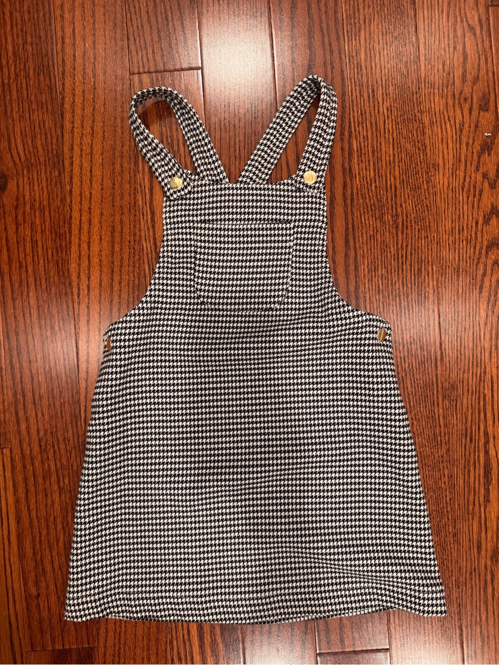 Max Studio Black & White Houndstooth Kids Suspenders Dress